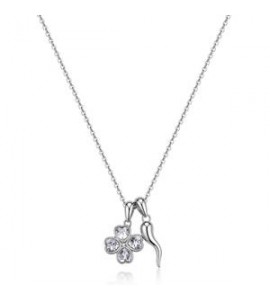 Collana Gioielli S\'Agapò Feelings in acciaio con quadrifoglio e cornetto sfe53