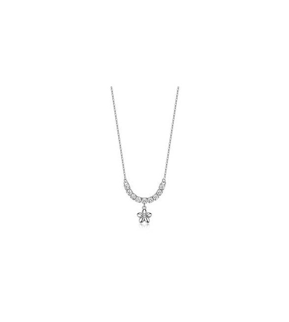 Collana Gioielli Sagapò Aurora in acciaio con catena tennis e fiore sar77