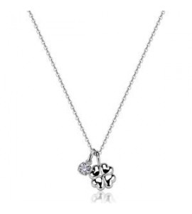 Collana Gioielli Sagapò Click in acciaio con Quadrifoglio e cristallo SCK304