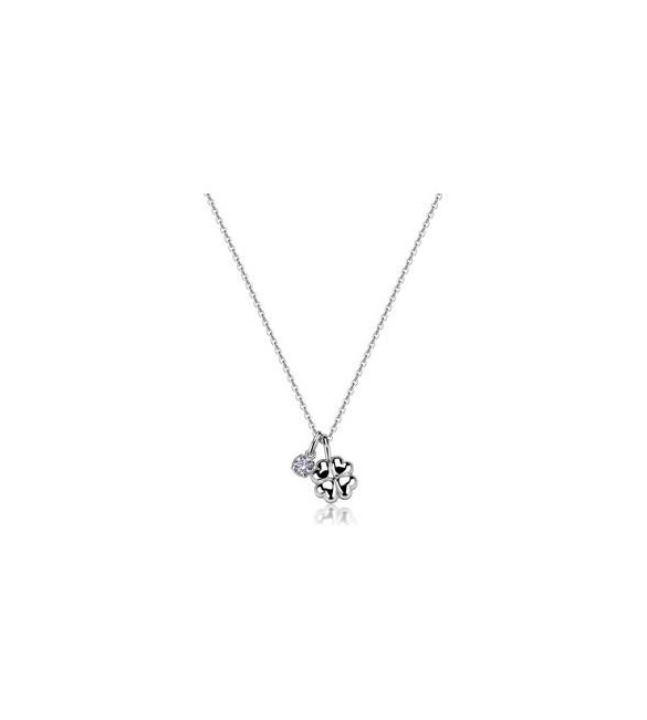 Collana Gioielli Sagapò Click in acciaio con Quadrifoglio e cristallo SCK304