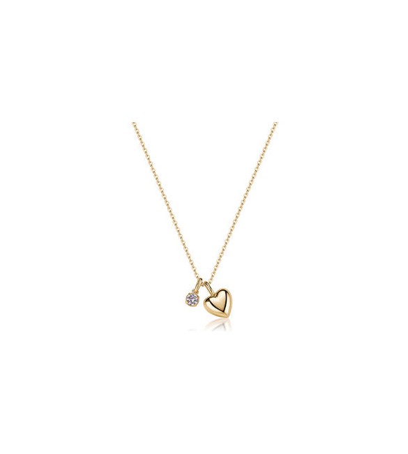 Collana Gioielli Sagapò Click in acciaio dorato con Cuore e cristallo SCK302