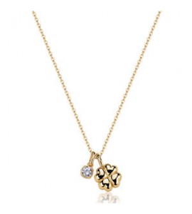 Collana Gioielli Sagapò Click in acciaio dorato con Quadrifoglio e cristallo SCK305