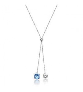 Collana Gioielli Sagapò Dazzly in acciaio cravattino con zirconi acquamarina SDZ161