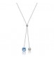 Collana Gioielli Sagapò Dazzly in acciaio cravattino con zirconi acquamarina SDZ161