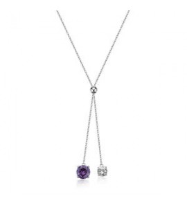 Collana Gioielli Sagapò Dazzly in acciaio cravattino con zirconi ametista SDZ160