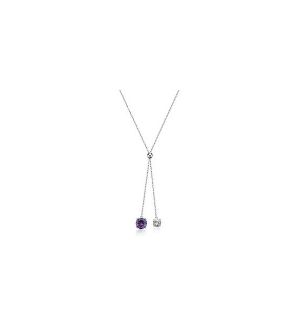 Collana Gioielli Sagapò Dazzly in acciaio cravattino con zirconi ametista SDZ160