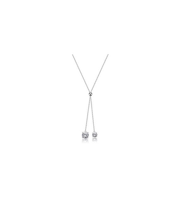 Collana Gioielli Sagapò Dazzly in acciaio cravattino con zirconi bianchi SDZ159