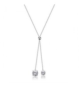Collana Gioielli Sagapò Dazzly in acciaio cravattino con zirconi bianchi SDZ159