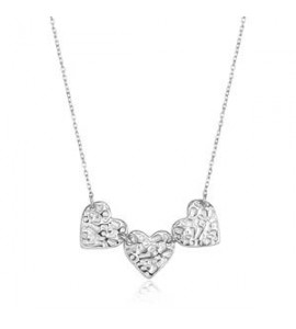 Collana Gioielli Sagapò Emotion in acciaio con tre Cuori martellati SMO09