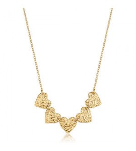 Collana Gioielli Sagapò Emotion in acciaio dorato con cinque Cuori martellati SMO33