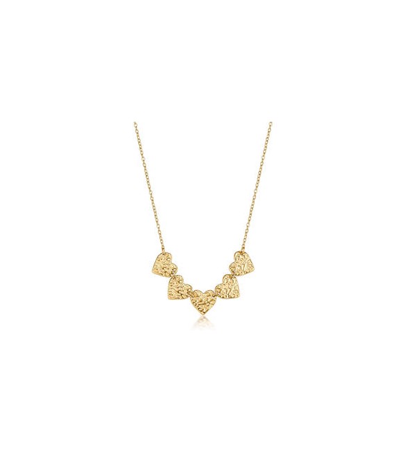 Collana Gioielli Sagapò Emotion in acciaio dorato con cinque Cuori martellati SMO33