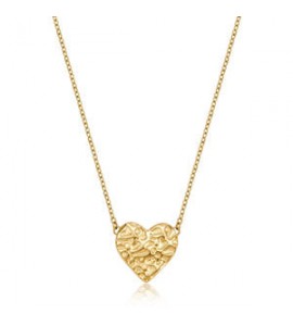 Collana Gioielli Sagapò Emotion in acciaio dorato con Cuore martellato SMO06