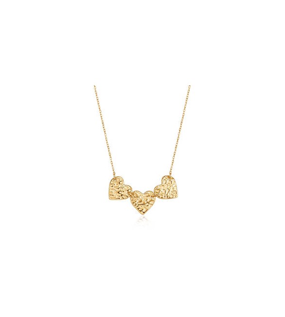 Collana Gioielli Sagapò Emotion in acciaio dorato con tre Cuori martellati SMO10