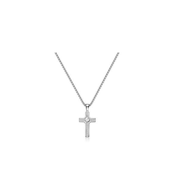 Collana Uomo Gioielli Sagapò Proud in acciaio con croce e zirconi SPD42