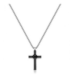 Collana Uomo Gioielli Sagapò Proud in acciaio con croce nera SPD41