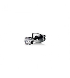 Mono Orecchino Gioielli Sagapò Tricky in acciaio brunito con zircone bianco mm 3 STK22