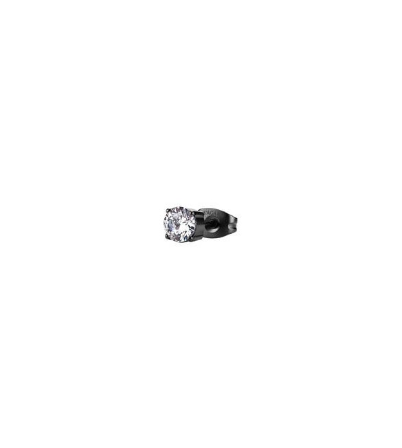 Mono Orecchino Gioielli Sagapò Tricky in acciaio brunito con zircone bianco mm 5 STK24