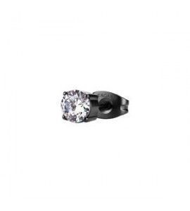 Mono Orecchino Gioielli Sagapò Tricky in acciaio brunito con zircone bianco mm 5 STK24