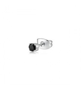 Mono Orecchino Gioielli Sagapò Tricky in acciaio con zircone nero mm 3 STK23