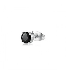 Mono Orecchino Gioielli Sagapò Tricky in acciaio con zircone nero mm 5 STK25