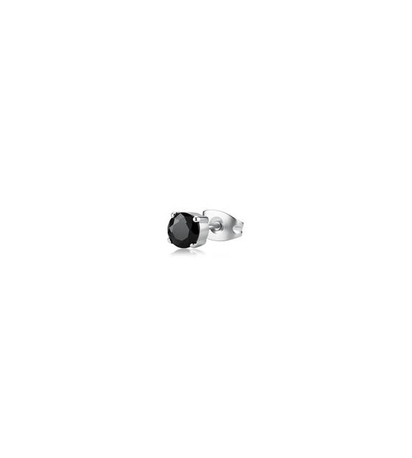 Mono Orecchino Gioielli Sagapò Tricky in acciaio con zircone nero mm 5 STK25
