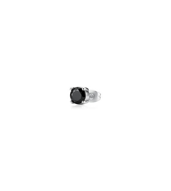 Mono Orecchino Gioielli Sagapò Tricky in acciaio con zircone nero mm 6 STK26