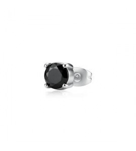 Mono Orecchino Gioielli Sagapò Tricky in acciaio con zircone nero mm 6 STK26