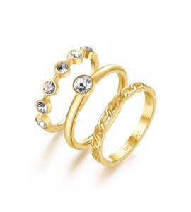 Anello Donna Gioielli Brosway Symphonia in acciaio 316L pvd Oro e cristalli crystal misura 18 bym92d