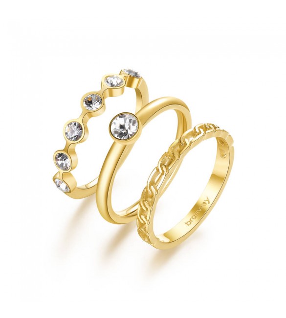 Anello Donna Gioielli Brosway Symphonia in acciaio 316L pvd Oro e cristalli crystal misura 18 bym92d