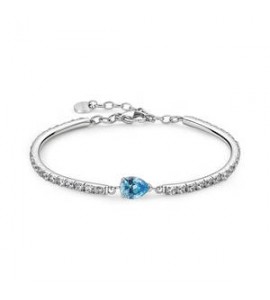 Bracciale semirigido Gioielli Brosway Desideri in acciaio con zirconi acquamarina bei118