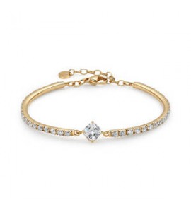 Bracciale semirigido Gioielli Brosway Desideri in acciaio dorato con zirconi bianchi bei114