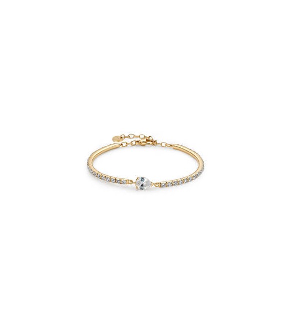 Bracciale semirigido Gioielli Brosway Desideri in acciaio dorato con zirconi bianchi bei116