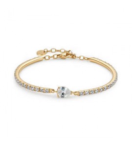 Bracciale semirigido Gioielli Brosway Desideri in acciaio dorato con zirconi bianchi bei116
