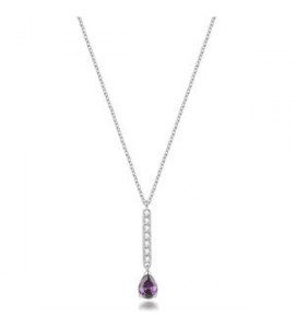Collana Gioielli Brosway Desideri in acciaio con barretta zirconi ametista pear BEIN035
