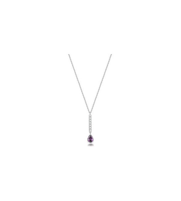 Collana Gioielli Brosway Desideri in acciaio con barretta zirconi ametista pear BEIN035
