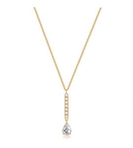 Collana Gioielli Brosway Desideri in acciaio dorato con barretta zirconi pear BEIN034