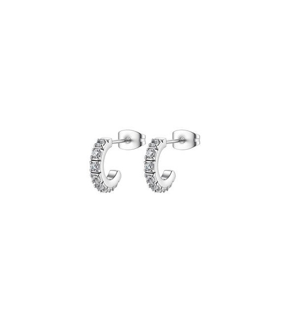 Orecchini Cerchietto Gioielli Brosway Desideri in acciaio con zirconi bianchi mm 11 BEIE042