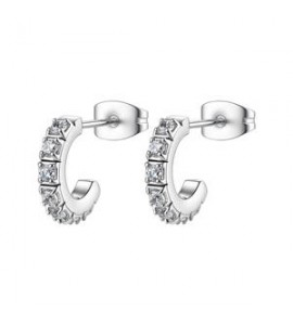 Orecchini Cerchietto Gioielli Brosway Desideri in acciaio con zirconi bianchi mm 11 BEIE042