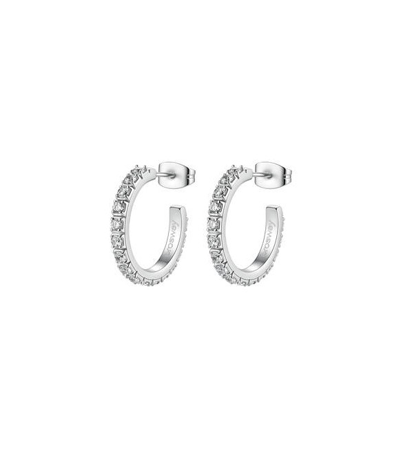 Orecchini Cerchietto Gioielli Brosway Desideri in acciaio con zirconi bianchi mm 20 BEIE044