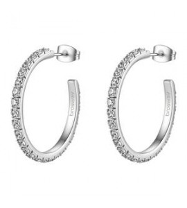 Orecchini Cerchietto Gioielli Brosway Desideri in acciaio con zirconi bianchi mm 30 BEIE046