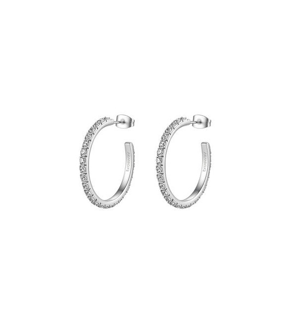 Orecchini Cerchietto Gioielli Brosway Desideri in acciaio con zirconi bianchi mm 30 BEIE046