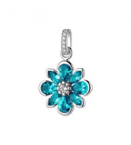 Pendente Gioielli Fancy by Brosway in argento zircone blu verde a fiore FAG33