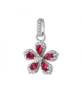 Pendente Gioielli Fancy by Brosway in argento zircone cushion rosso a fiore FPR152