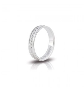 Fedina di fidanzamento Petunia Unoaerre in argento 925 bianco in finitura diamantata fiocco di neve. Mm 3,40